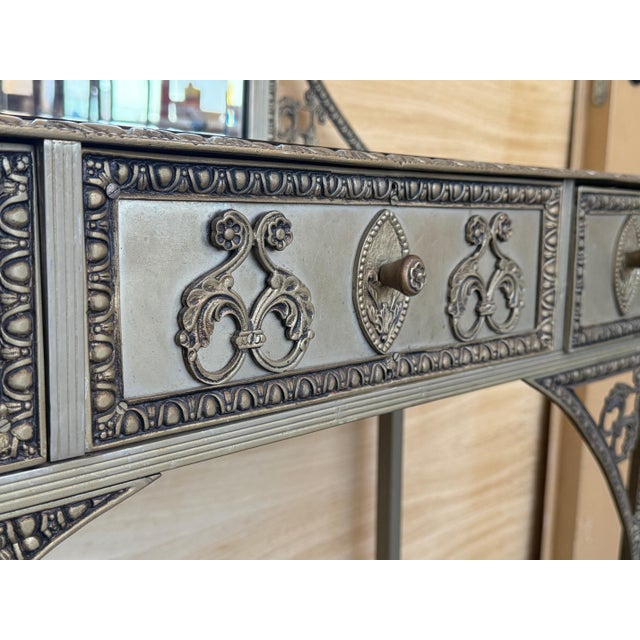 19th Century French Bronze Mirrored Dressing Table or Vanity with Mirror For Sale - Image 9 of 18