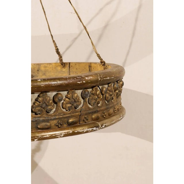 Wood 19th Century Painted and Gilded Bed Corona/Bed Crown with Pattern For Sale - Image 7 of 10