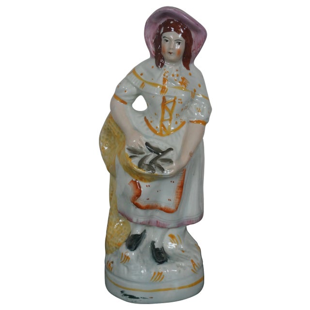 Antique 19th Century English Staffordshire Flatback Fishwife Fishmonger Figurine For Sale - Image 13 of 13
