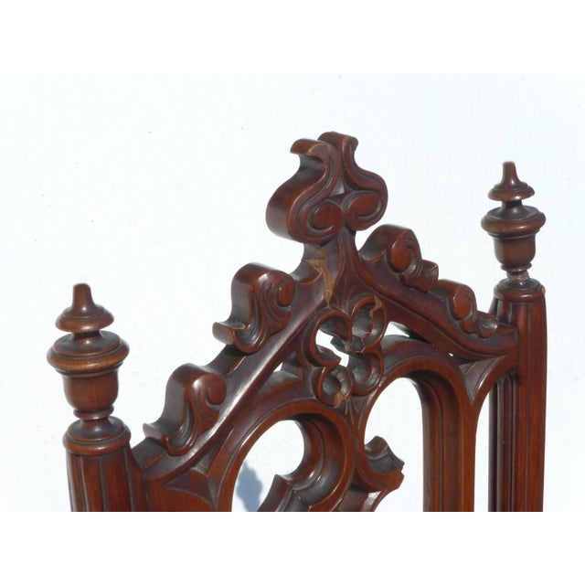 1950s Vintage French Provincial Victorian Blue Floral Tapestry Accent Chair For Sale - Image 5 of 13