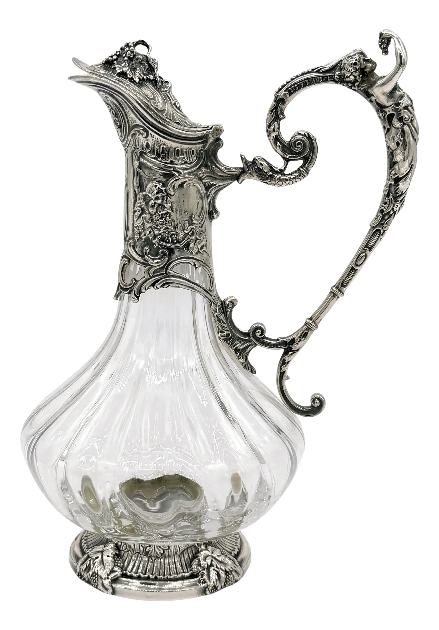 French Art Nouveau Style Figural Silverplate & Cristallerie