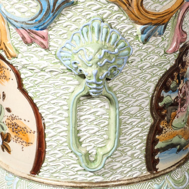 Vintage Japanese Satsuma Bead-Design Ceramic Umbrella Stand For Sale - Image 10 of 14