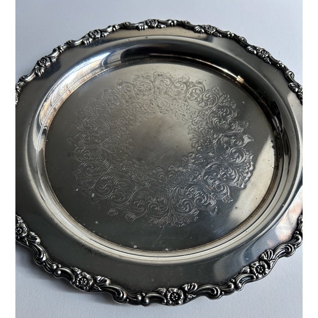 Vintage Wm. A. Rogers for Oneida "Royal Provincial" Silver Plate Tray For Sale In New York - Image 6 of 13