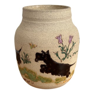 Contemporary Alicia Daily Stoneware Pottery Vase With Scottie Dogs For Sale