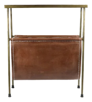 Matthew Izzo Home Leather Magazine Rack Side Table