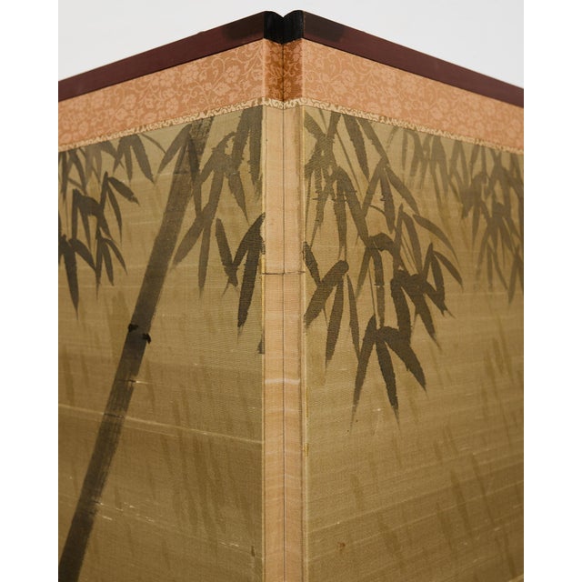 Japanese Showa Four Panel Screen Spring Bamboo Landscape For Sale - Image 15 of 18
