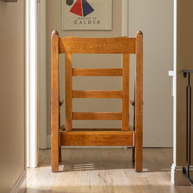 Antique Arts & Crafts Mission Quarter-Sawn Oak High-Back Lounge Chair For Sale In Sacramento - Image 6 of 16