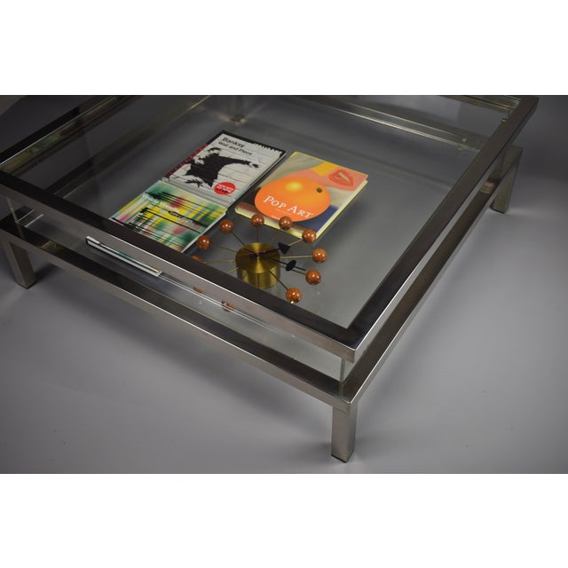 Silver Vintage Sliding Top Coffee Table from Maison Jansen, 1980 For Sale - Image 8 of 15
