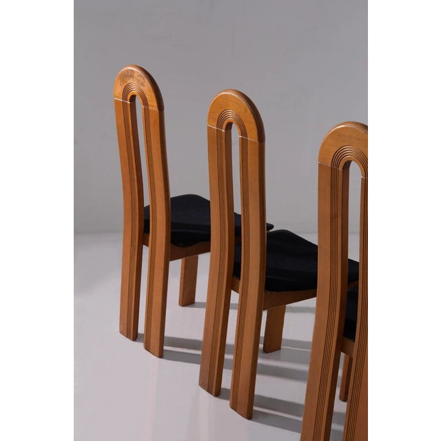 Black Postmodern Italian Chairs attributed to Mobilgirgi, 1980s, Set of 4 For Sale - Image 8 of 9