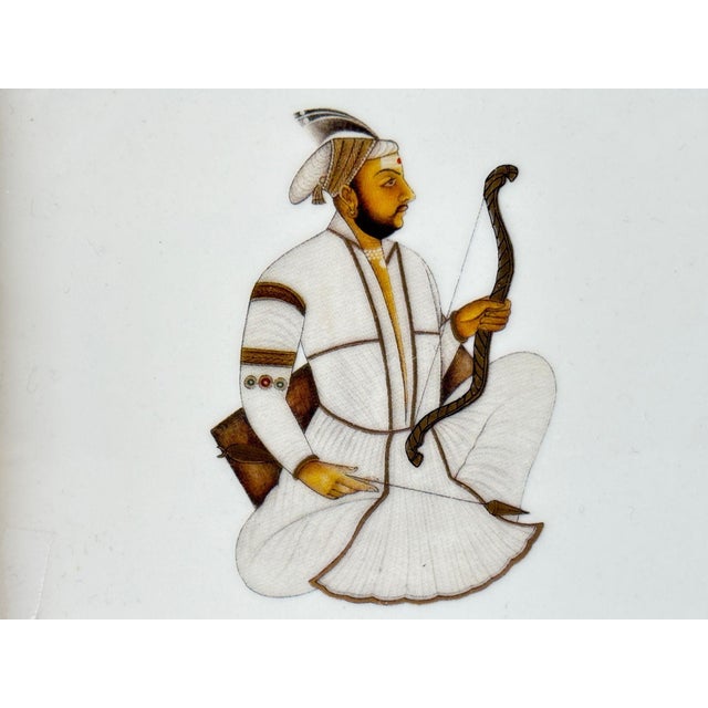 Hermès Jaipur Style Porcelain Vide-Poche With Mughal Maharadjah Miniature Portrait For Sale - Image 4 of 9
