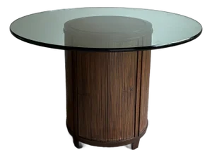 Late 20th Century McGuire Round Glass Top Bamboo-Style Dining / Center Table
