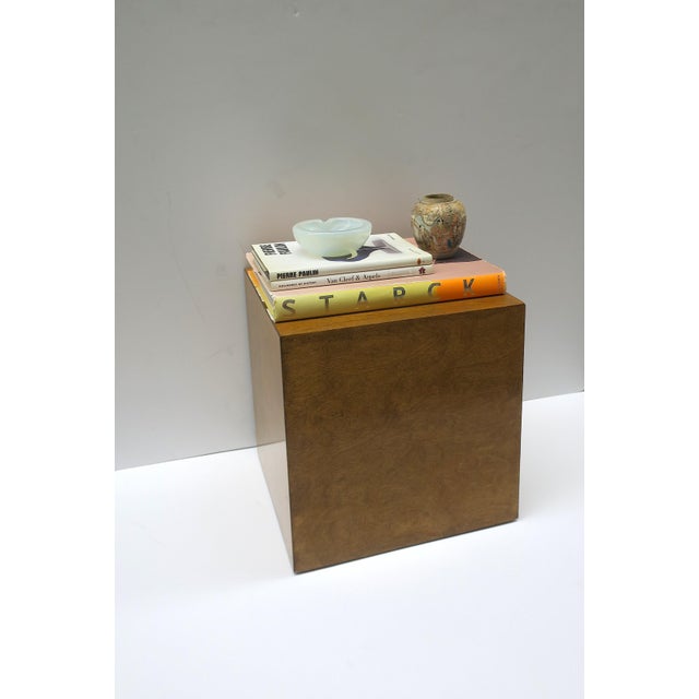 Wood Pedestal Cube End or Side Table, Modern Design Style, Circa Mid-20th Century For Sale - Image 9 of 11