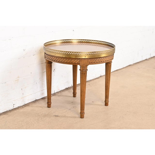 Baker Furniture French Regency Louis XVI Burled Walnut Tea Table For Sale In South Bend - Image 6 of 12
