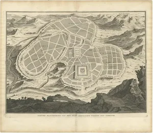 Antique Map of the Ancient City of Jerusalem by A. Calmet, 1725