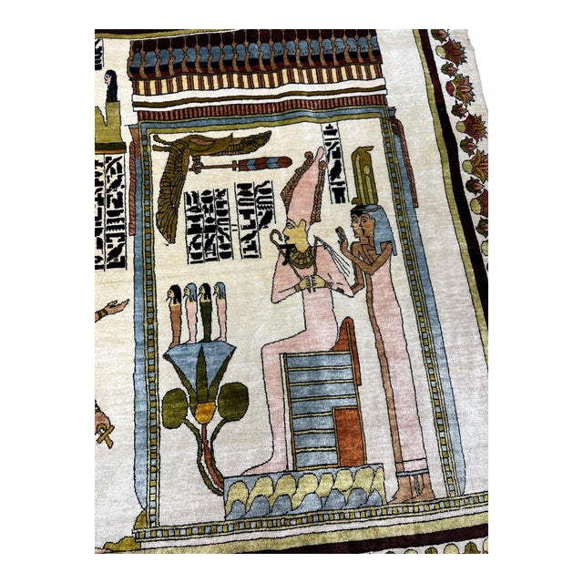 White Handmade Silk Egyption Tapestry Area Rug High Quality For Sale - Image 8 of 12