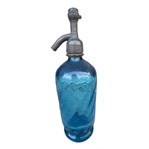 1920s French Etched Glass Seltzer Bottle From Brasserie Ledoux Allennes