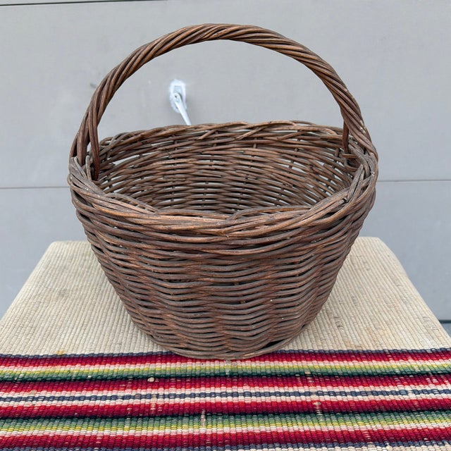 Wood A Antique Woven Reed Basket, Circa 1900 For Sale - Image 7 of 12