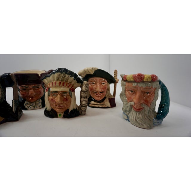 English Vintage Royal Doulton Miniature Character Toby Jugs - Set of 8 Including Aramis, Neptune & King Henry VIII Wives For Sale - Image 3 of 11