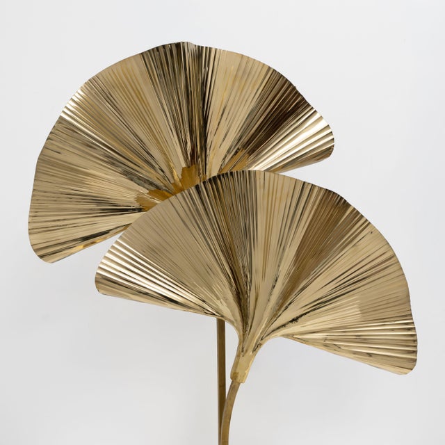 Italian Brass Ginkgo Table Lamp, 2000 For Sale - Image 4 of 10