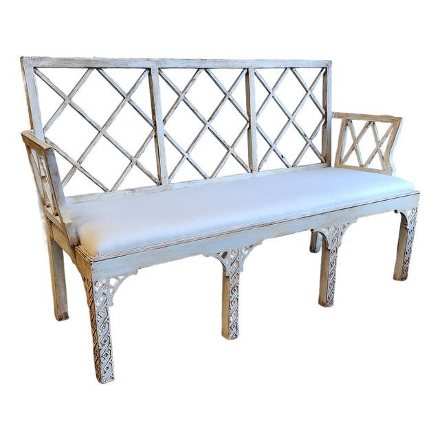 Vintage Fretwork Chinese Chippendale Bench/Settee For Sale