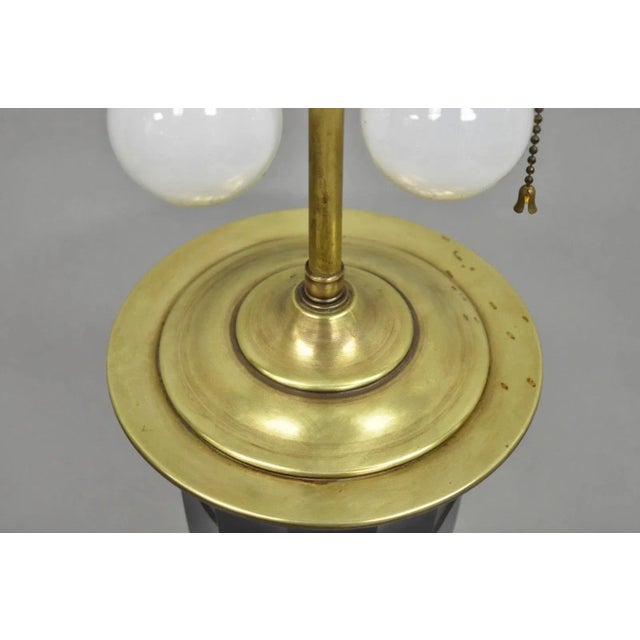 Antique French Neoclassical Black Faceted Opalene Glass Urn Brass Table Lamp For Sale In Philadelphia - Image 6 of 13