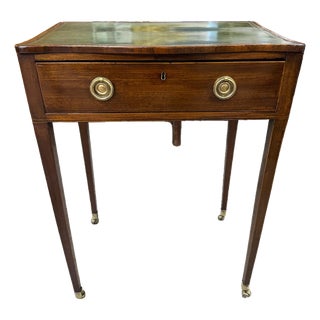 Early 20th Century English Georgian Mahogany Writing Table With Leather Top and Slide For Sale