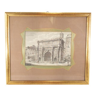 19th Century Italian Engraving of Septimius Severus Arch Rome For Sale