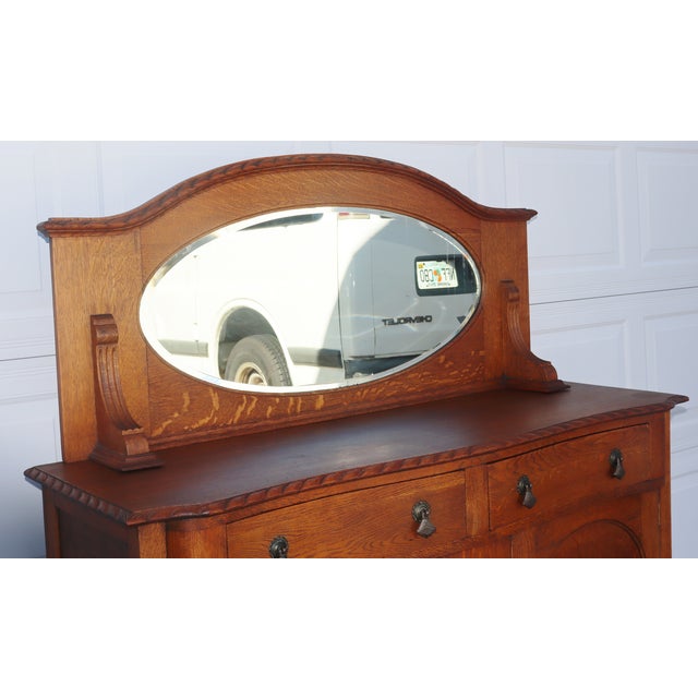 Antique Oak Mirrored Sideboard Chairish