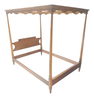 Antique c1940s Wooden Four-Poster Queen Size Canopy Bed Frame Mint