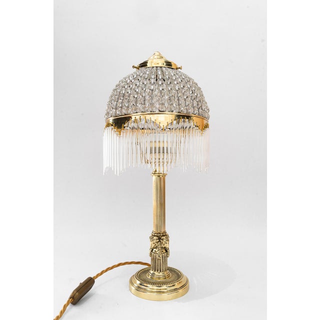 Art Deco Table Lamp with Cut Glass Shade and Glass Sticks, Vienna, Austria, 1920s For Sale - Image 3 of 18