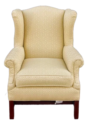 Vintage Pennsylvania House Chippendale Cherry & Gold Wingback Lounge Chair