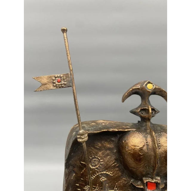 Metal Brutalist Wall Bronze Sculpture of the Dragon Slot of Lajos Muharos, Hungary, 1970s For Sale - Image 7 of 11