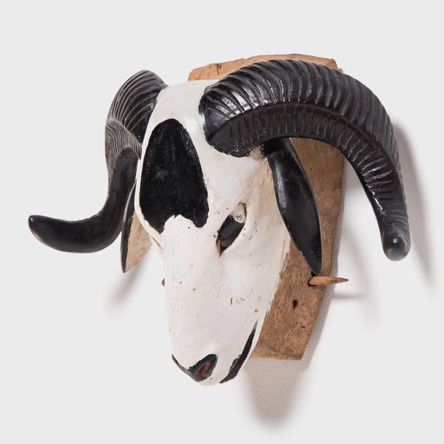 The Baule people of the Ivory Coast used ram masks in secular, public performances. Realistically carved, and wonderfully...