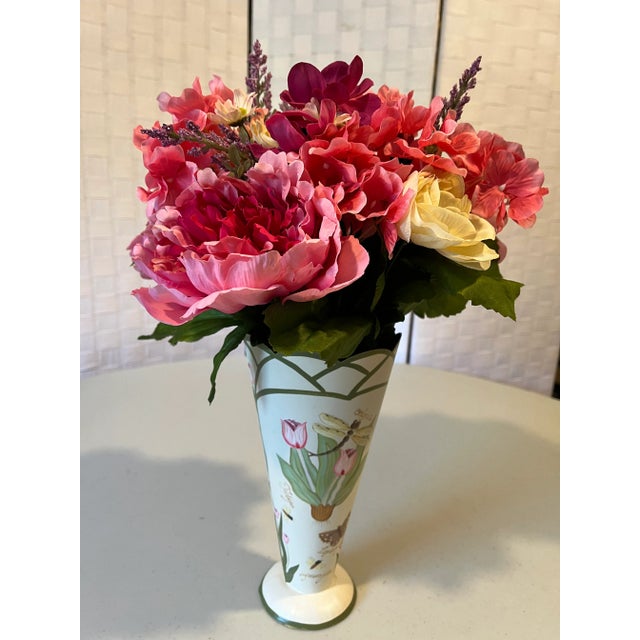 Mid 20th Century Tole Hand Painted Vase For Sale - Image 6 of 12