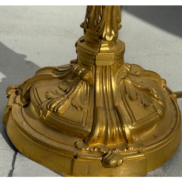 Mid 19th Century Signed French Louis XV Style Boudoir Lamp With Fortuny Shade For Sale - Image 9 of 16