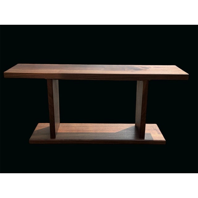 Chocolate Solid Walnut & Ash Coffee Table – George Nakashima–Inspired – Entryway or Dining Bench For Sale - Image 8 of 16