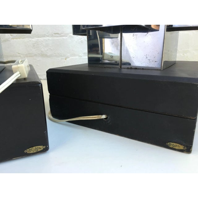 1970s Curtis Jere Chrome "Skyscraper" Table Lamps, Pair For Sale - Image 5 of 8