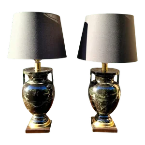 Pair of Vintage Frederick Cooper Faux Marble Table Lamps