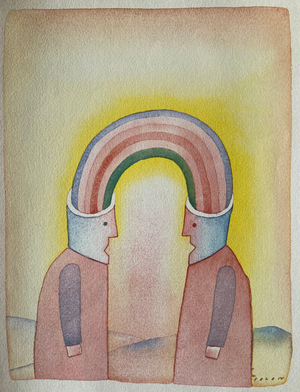 Jean-Michel Folon, L'arc en ciel, Etching
