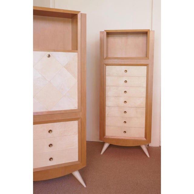 French Chest of Drawers in Ash Wood and Parchment by Blanche Klotz, 1930s For Sale - Image 3 of 13