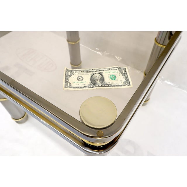 Chrome Brass Smoked Glass Side End Coffee Table Stand For Sale - Image 10 of 11