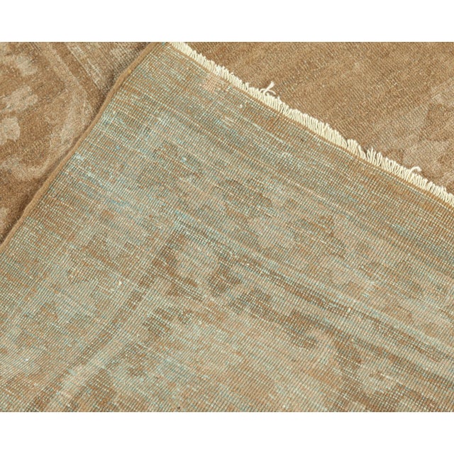 Authentic Indian Amritsar Abstract Handwoven Wool Rug in Brown For Sale In New York - Image 6 of 8