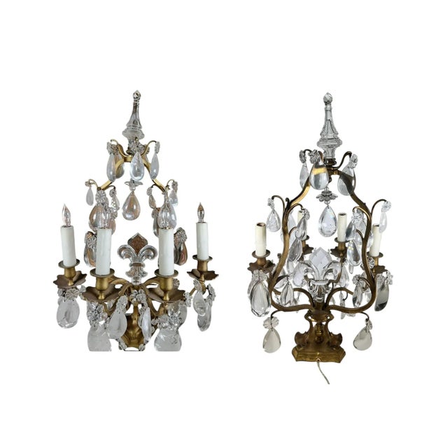 Late 19th Century Late 19th Century French Rock Crystal Girandoles - A Pair For Sale - Image 5 of 12