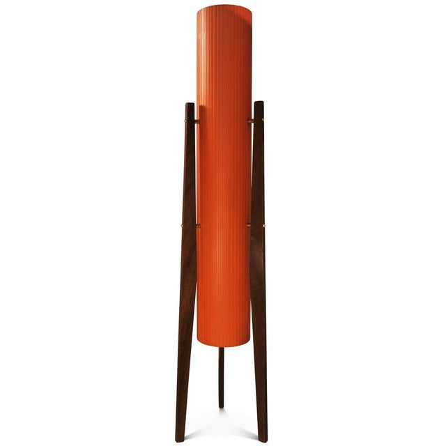 1960s Mid-Century Modern Rocket Floor Lamp with Tripod Teak Frame by Sered Novoplast of Czechoslovakia, 1960s For Sale - Image 5 of 5