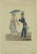 Two hundred year old engraving of a Prussian soldier being friendly to a nicely dressed lady holding an umbrella. Les...