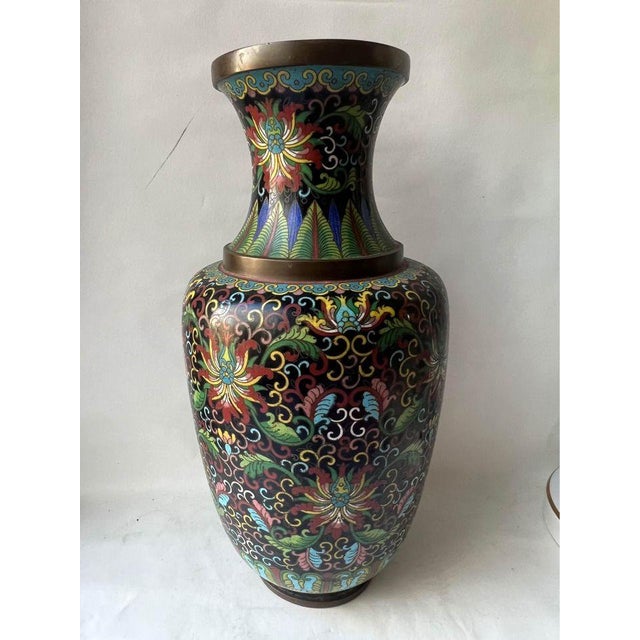 Antique Old Asian Chinoiserie Enameled Copper Vase For Sale In Washington DC - Image 6 of 10