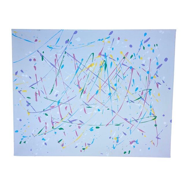 Original Abstract Expressionist Splatter Painting on Canvas 24" x 30" Signed by the Artist on backside Dated 7/10/04