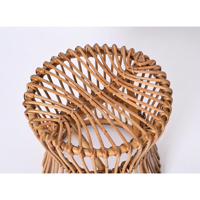 Brown Mid-Century Italian Bamboo and Rattan Stool from BBB Boncina, 1960s For Sale - Image 8 of 15
