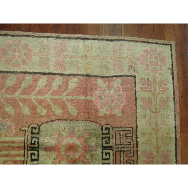 Late 20th Century Late 20th Century Pink Samarkand Khotan Rug - 5'6" x 7'7" For Sale - Image 5 of 6