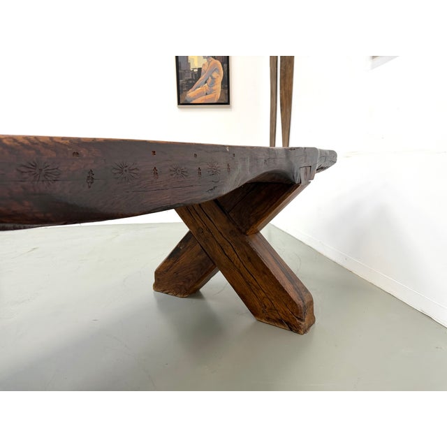 Folk Art Brutalist Table in Oak, 1900s For Sale - Image 13 of 18